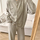 Pocketed Round Neck Button Up Cardigan and Pants Sweater Set