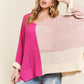 ADORA Side Slit Color Block Long Sleeve Sweater