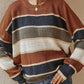 Contrast Striped Round Neck Long Sleeve Sweater