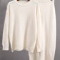 Round Neck Dropped Shoulder Top and Skirt Sweater Set