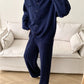 Pocketed Round Neck Button Up Cardigan and Pants Sweater Set