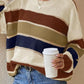 Contrast Striped Round Neck Long Sleeve Sweater