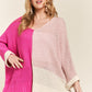 ADORA Side Slit Color Block Long Sleeve Sweater