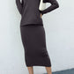 Round Neck Dropped Shoulder Top and Skirt Sweater Set